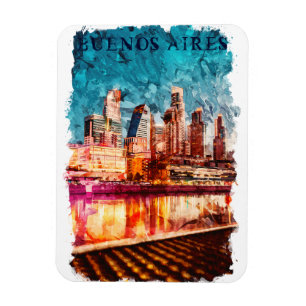 Buenos Aires Argentina Skyline av Nattens stad Magnet