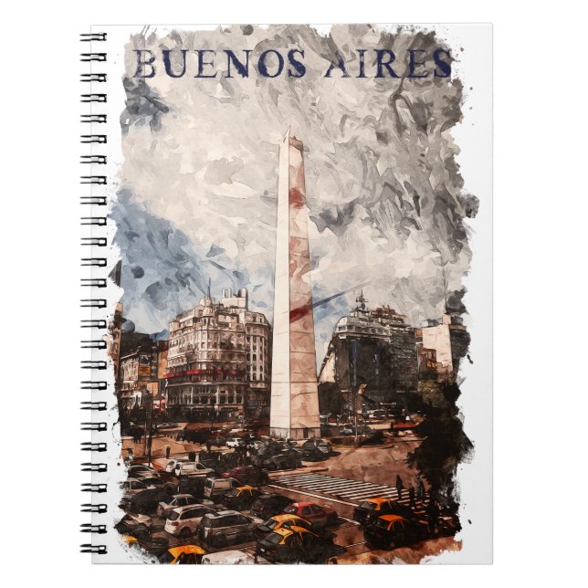 Buenos Aires Argentina Skyline Watercolor Anteckningsbok (Framsidan)