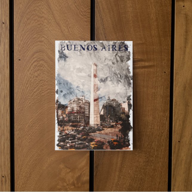 Buenos Aires Argentina Skyline Watercolor Vykort (buenos aires south america argentina postcard)