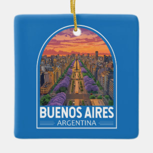 Buenos Aires Argentina Travel Art Vintage Julgransprydnad Keramik