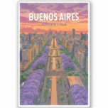 Buenos Aires Argentina Travel Art Vintage Klistermärken<br><div class="desc">Buenos Aires-reflektorfärgsdesign. Buenos Aires,  Argentinas livskraftiga huvudstad,  är känd för sin europeiska arkitektur,  sin rik tango-kultur och cuisine i världsklass.</div>