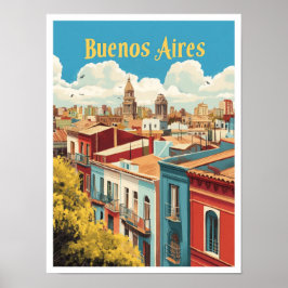 Buenos Aires Argentina Vintage resor Illustration Poster