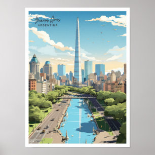 Buenos Aires Argentina Vintage resor Illustration Poster