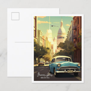 Buenos Aires Argentina Vintage resor Illustration Vykort