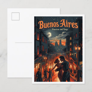 Buenos Aires Argentina Vintage resor Illustration Vykort
