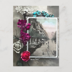 Buenos Aires Blommigt Vintage Postcard Vykort