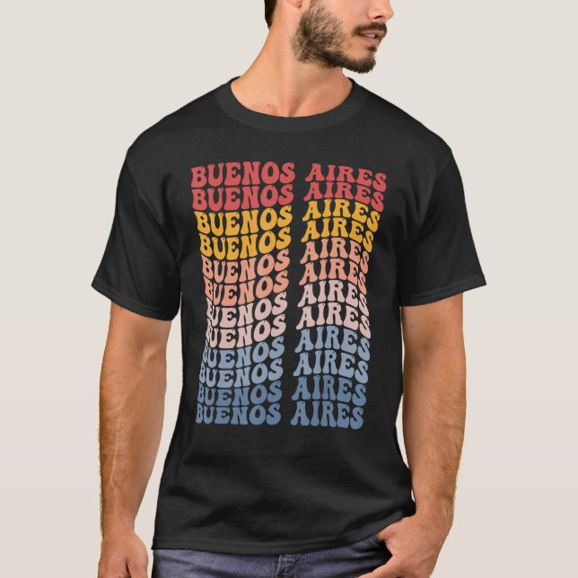 Buenos Aires City Groovy Retro T Shirt (Framsida)
