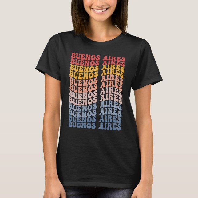 Buenos Aires City Groovy Retro T Shirt (Framsida)