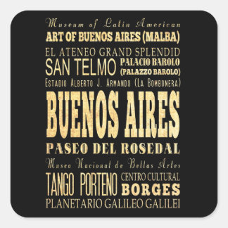 Buenos Aires City of Argentina Typography Art Fyrkantigt Klistermärke