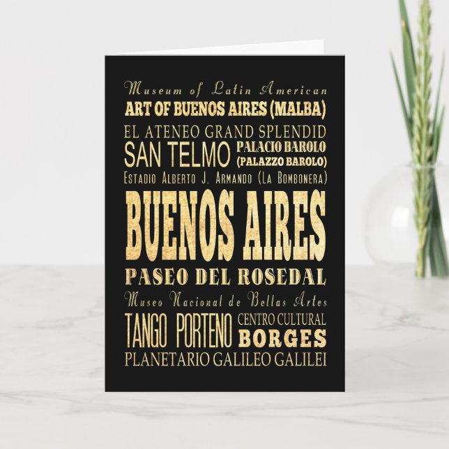 Buenos Aires City of Argentina Typography Art Kort (Framsida)