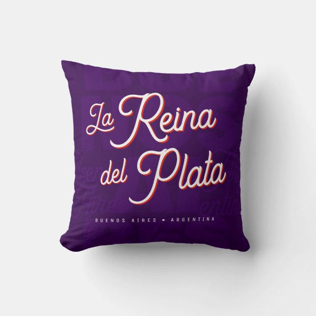 Buenos Aires "La Reina del Plata" typography art   Kudde (Framsida)