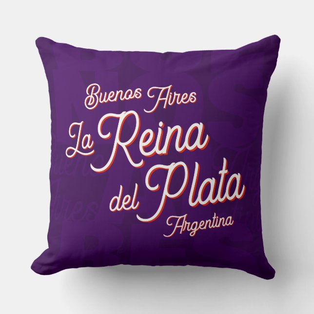 Buenos Aires "La Reina del Plata" typography Art   Kudde (Framsida)