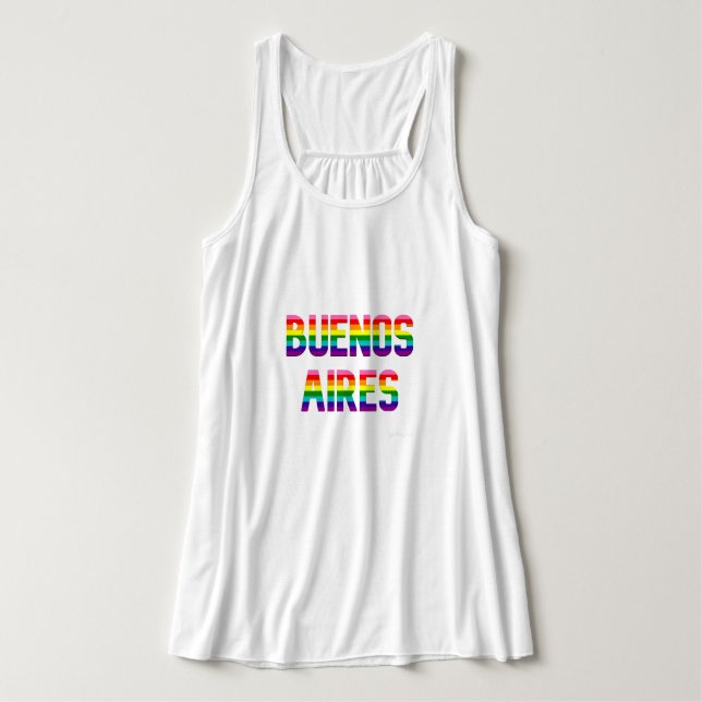 Buenos Aires Pride Flowy T Shirt W. | Regnbåge Fla Linne Med Racerback (Design framsida)
