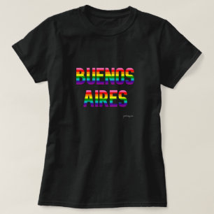 Buenos Aires Pride T Shirt W. Regnbåge Flagga
