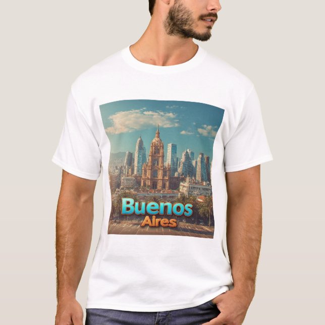 🌆 Buenos Aires Siluett Historisk Katedral Konst � T Shirt (Framsida)