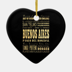 Buenos Aires stad av Argentina typografikonst Julgransprydnad Keramik