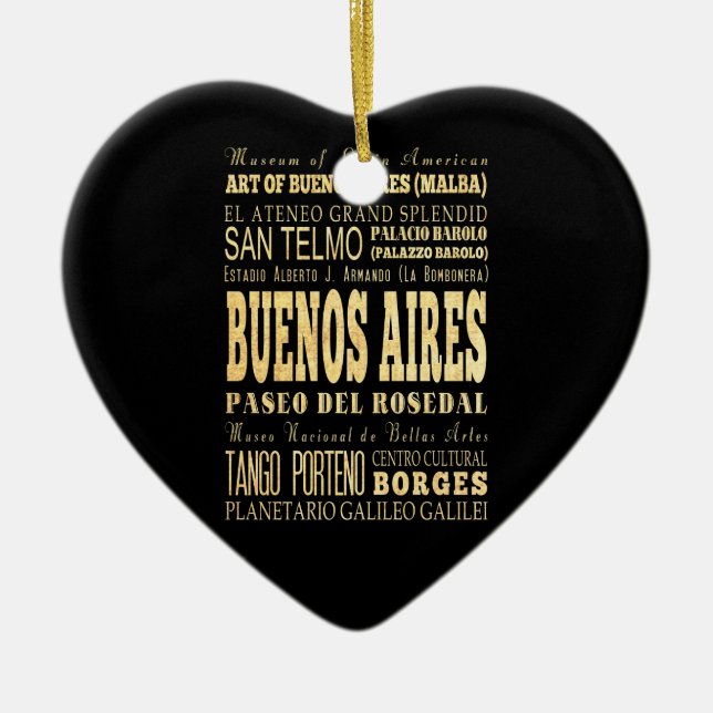 Buenos Aires stad av Argentina typografikonst Julgransprydnad Keramik (Framsidan)