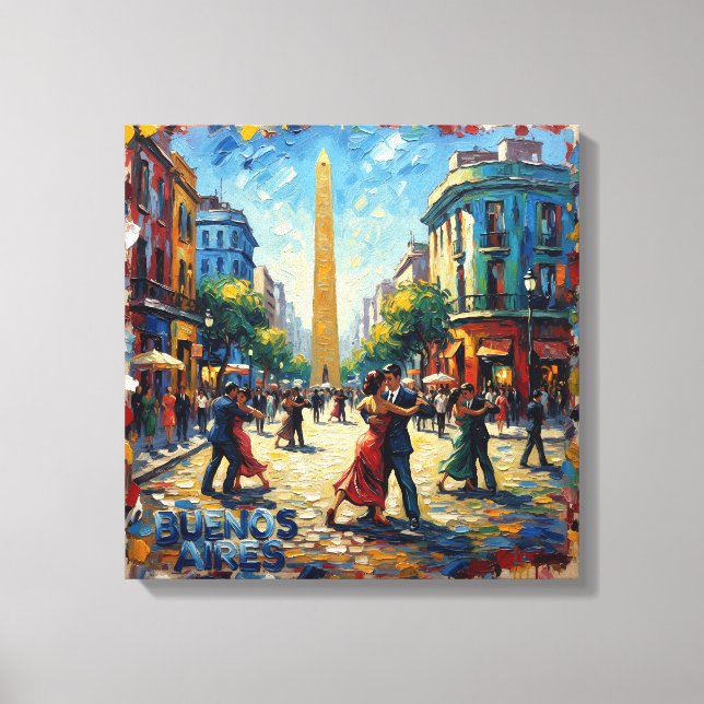 Buenos Aires Tango Street Scene Stretched Canvas (Framsida)