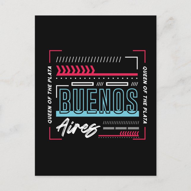 Buenos Aires typografi grafik | Modern Argentina Vykort (Framsida)