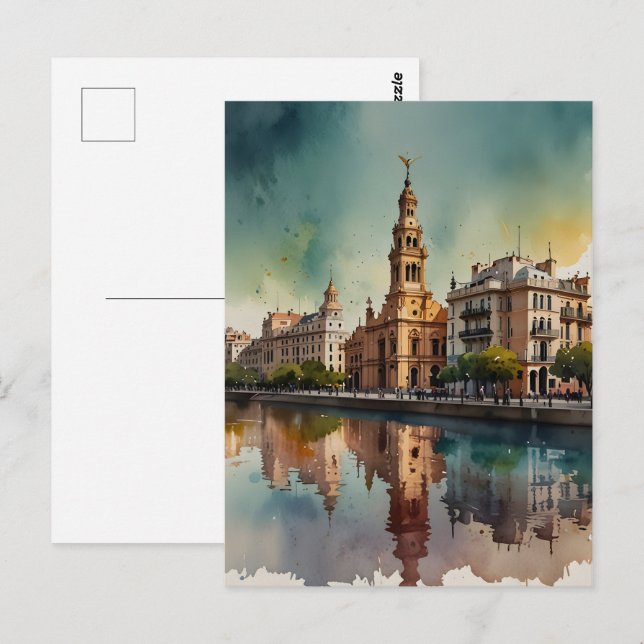 Buenos Aires vattenfärgkonst Vykort (Fram/baksida)
