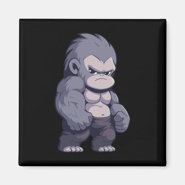 Buff Alpha Silverback Gorilla Ape Design Boxing Go Magnet (Framsidan)