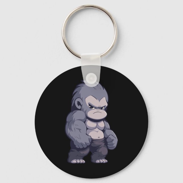 Buff Alpha Silverback Gorilla Ape Design Boxing Go Nyckelring (Framsida)