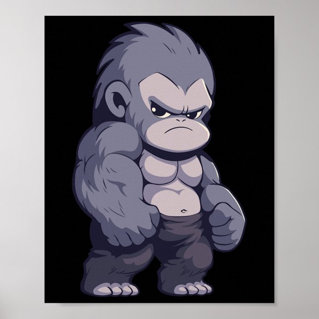 Buff Alpha Silverback Gorilla Ape Design Boxing Go Poster (Framsidan)