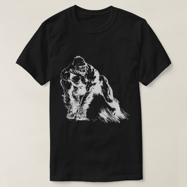 Buff Alpha Silverback Gorilla Art Design T Shirt (Design framsida)