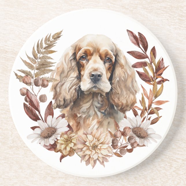 Buff American Cocker Spansk Hund Höstutandning Underlägg (Framsidan)