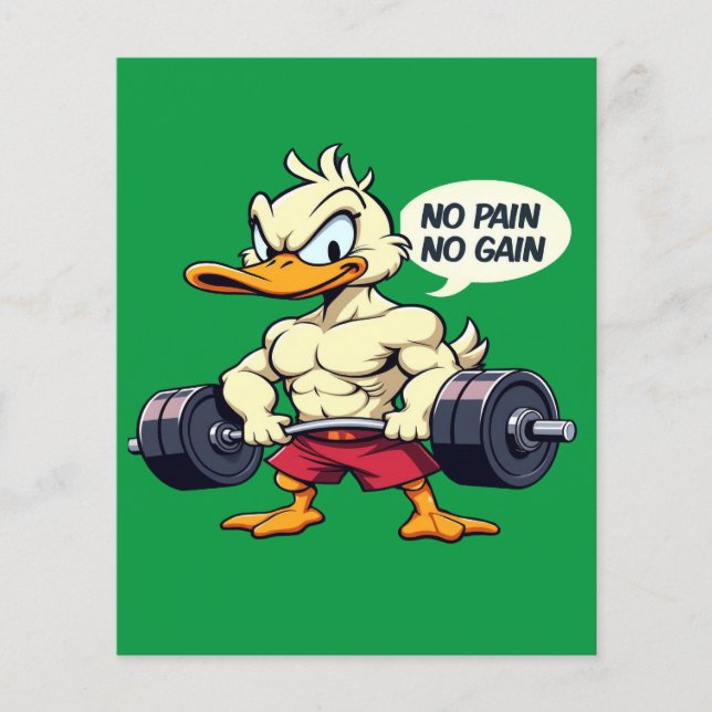 Buff Anka No Pain No Gain Gym Workout Tecknad (Framsida)