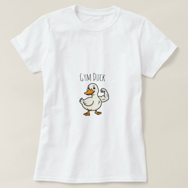 Buff anka som flexar biceps Rolig gymträning  T Shirt (Design framsida)
