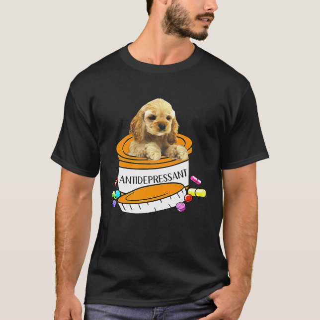 Buff Cocker Spaniel Antidepressant   T Shirt (Framsida)