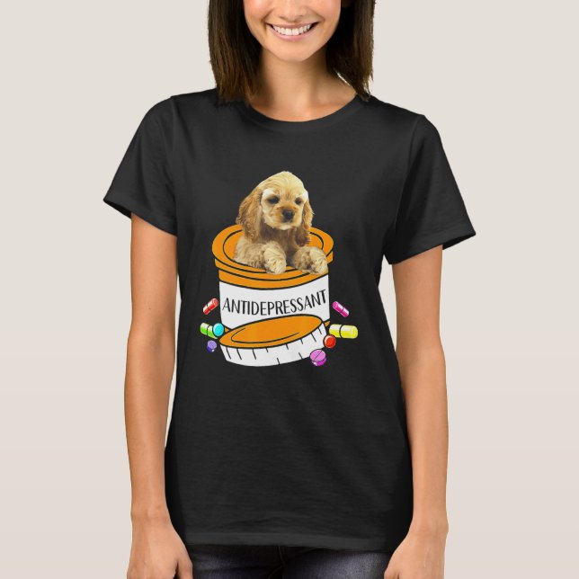 Buff Cocker Spaniel Antidepressant T Shirt (Framsida)