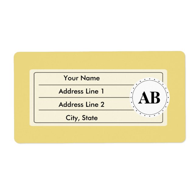 Buff gult solid färg med monogram fraktsedel (Framsidan)