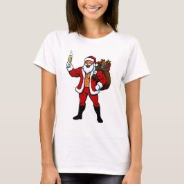 Buff Julenisse jublar! Klippad tomte med Champagne T Shirt