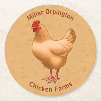 Buff Orpington Chicken Hen Underlägg Papper Rund