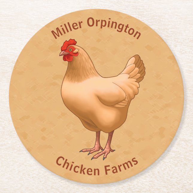 Buff Orpington Chicken Hen Underlägg Papper Rund (Framsidan)