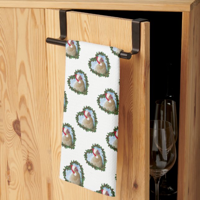 Buff Orpington Kyckling Krans Jul Kökshandduk (Thirds Fold)