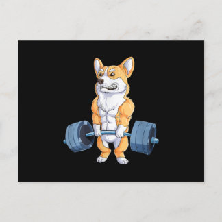 Buff Power Liiting Corgi BodyBuilder Meddelande Vykort