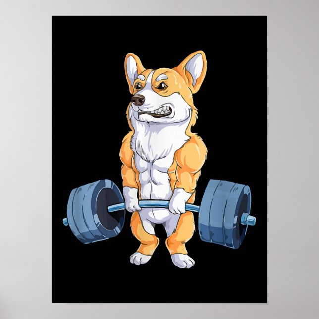 Buff Power Liiting Corgi BodyBuilder Poster (Framsidan)