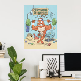 Buff räka gymposter - rolig strandkonsttryck poster