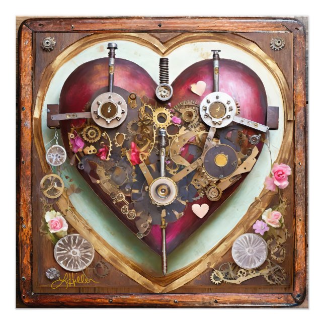 Buff Red Heart Steampunk Series Fototryck (Framsidan)