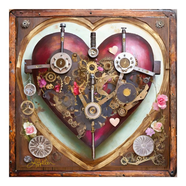 Buff Red Heart Steampunk Series Fototryck (Framsidan)