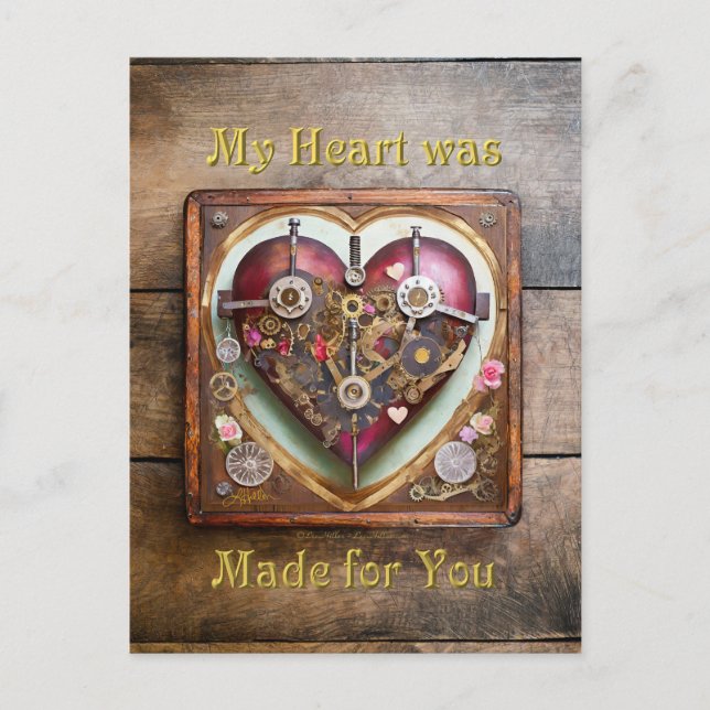 Buff Red Heart Steampunk Series Vykort (Framsida)