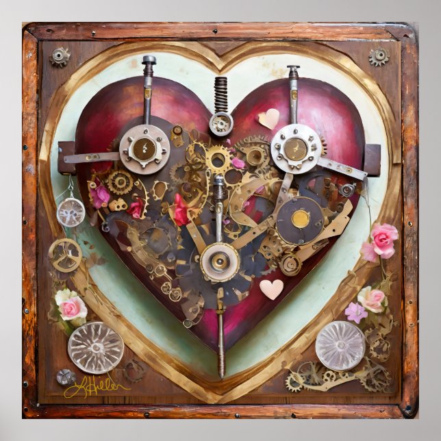 Buff Röd Hjärtan Steampunk Serie Poster (Framsidan)