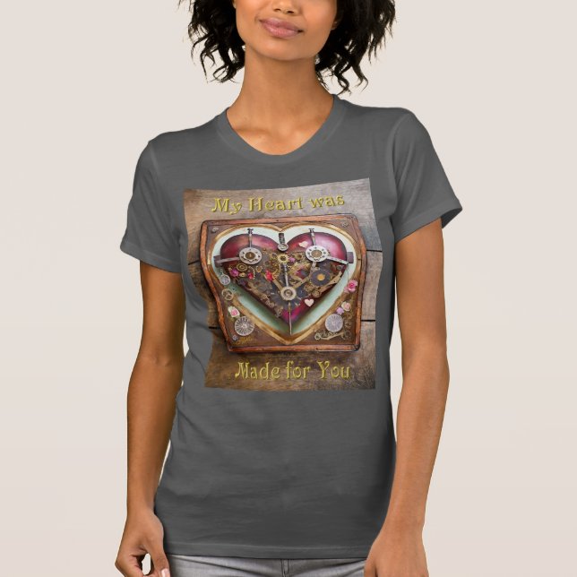 Buff Röd Hjärtan Steampunk Serie T Shirt (Framsida)