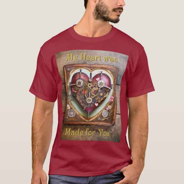 Buff Röd Hjärtan Steampunk-serien T Shirt (Framsida)