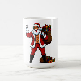 Buff Santa Peace Sign! Ripped Abs & Funny Christma Kaffemugg
