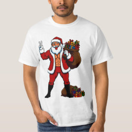 Buff Santa Peace Sign! Ripped Abs & Funny Christma T Shirt