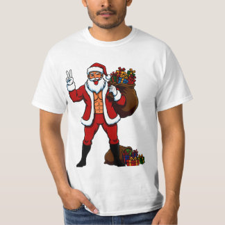 Buff Santa Peace Sign! Ripped Abs & Funny Christma T Shirt